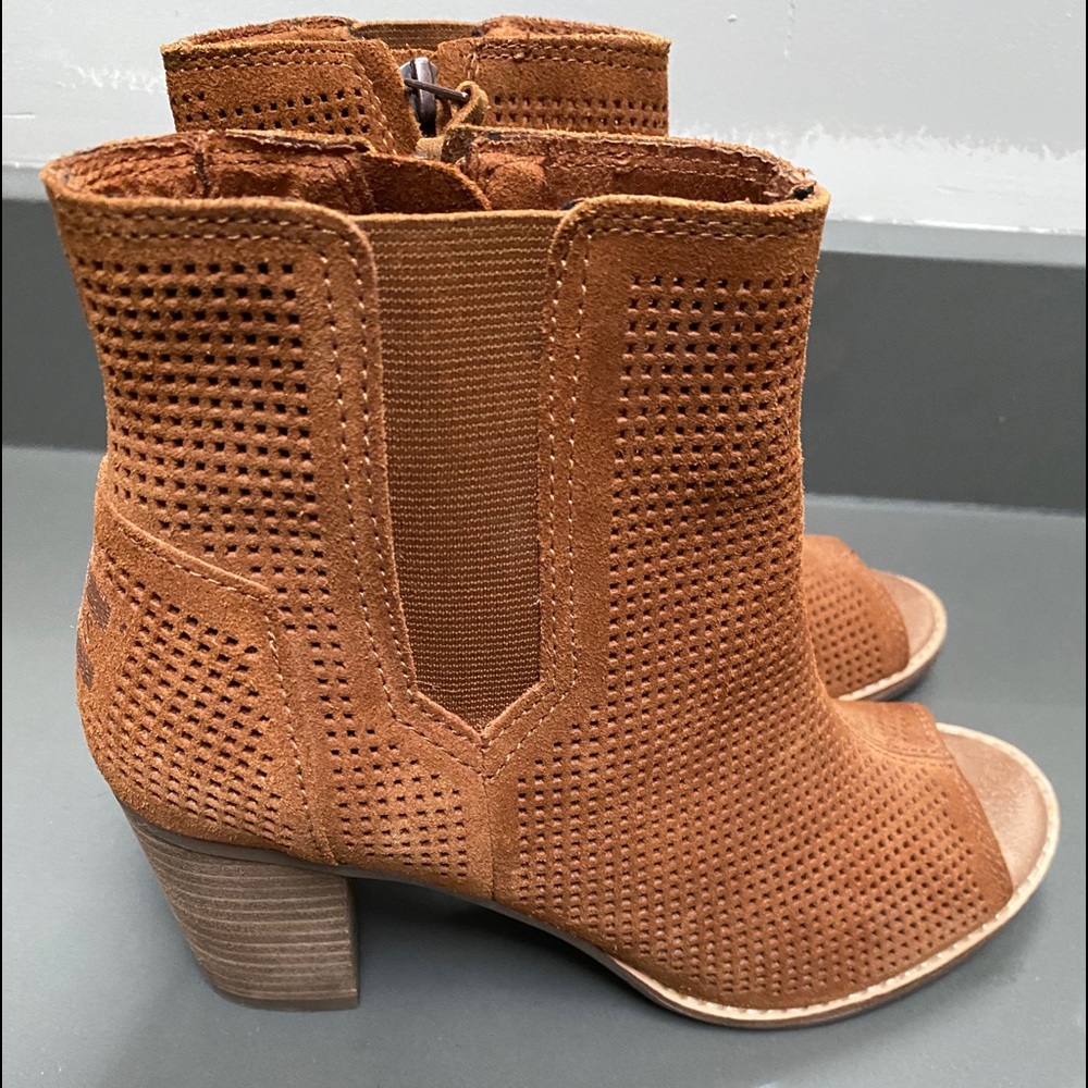 TOMS peep toe booties size 8